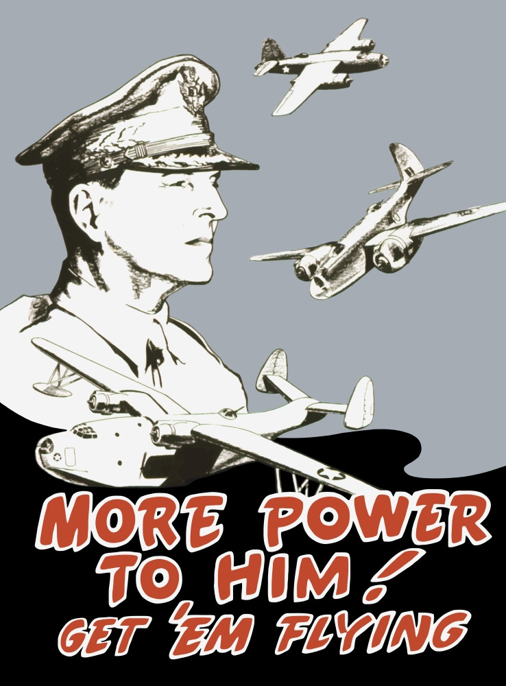 Vintage World War II propaganda poster featuring General Douglas