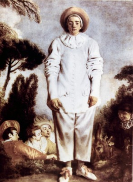 Commedia dell'arte player of Pierrot traditionally identified as