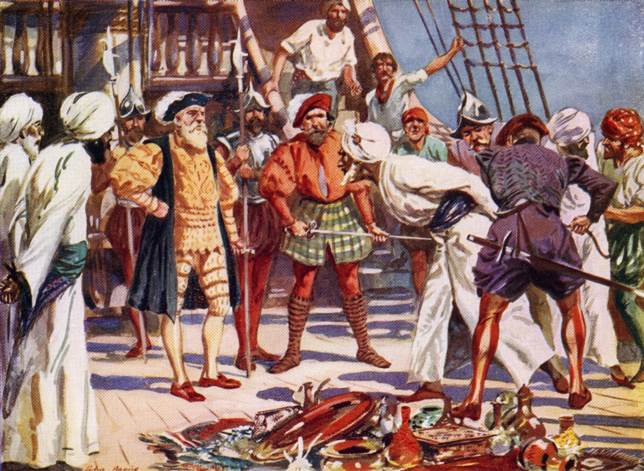 The Merchants Of Calicut, India, Held As Hostages By Vasco Da Gama During His Voyage In 1498. From The Great Explorers Columbus And Vasco Da Gama. ...