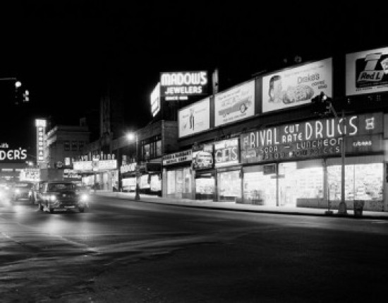 USA New York State New York City Bronx Night view of Fordham Road