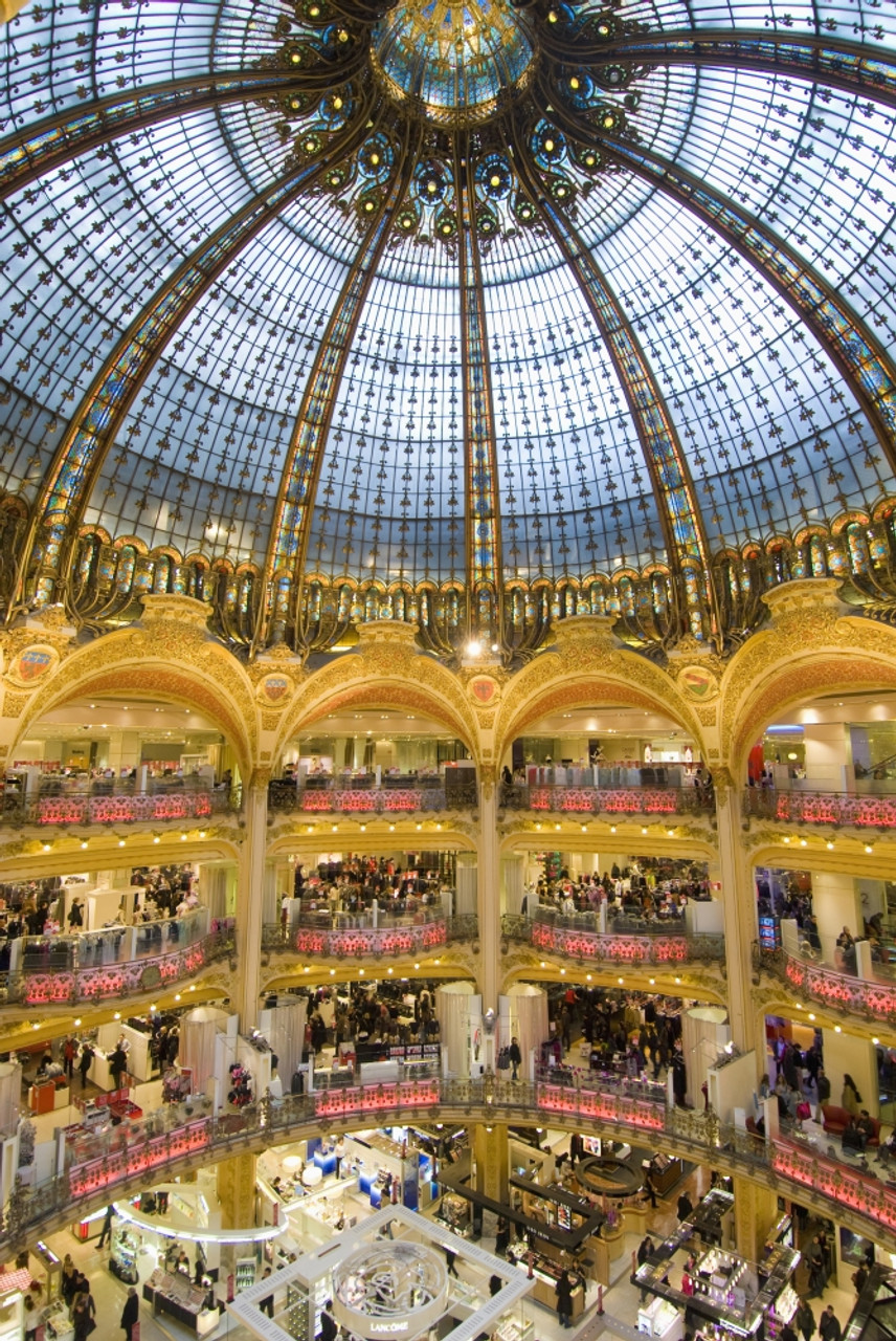 High View Of The Domed Central Area Of Galeries Lafayette, Looking Down On  Shoppers, Paris, France PosterPrint - Item # VARDPI1926679 - Posterazzi