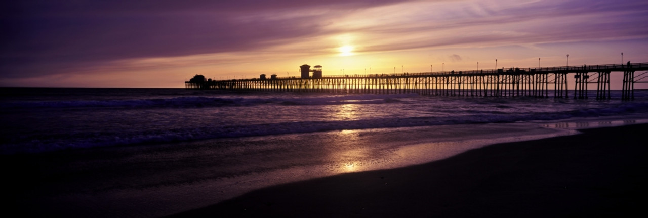 Sunset at Oceanside Pier, Oceanside, California, USA Poster Print