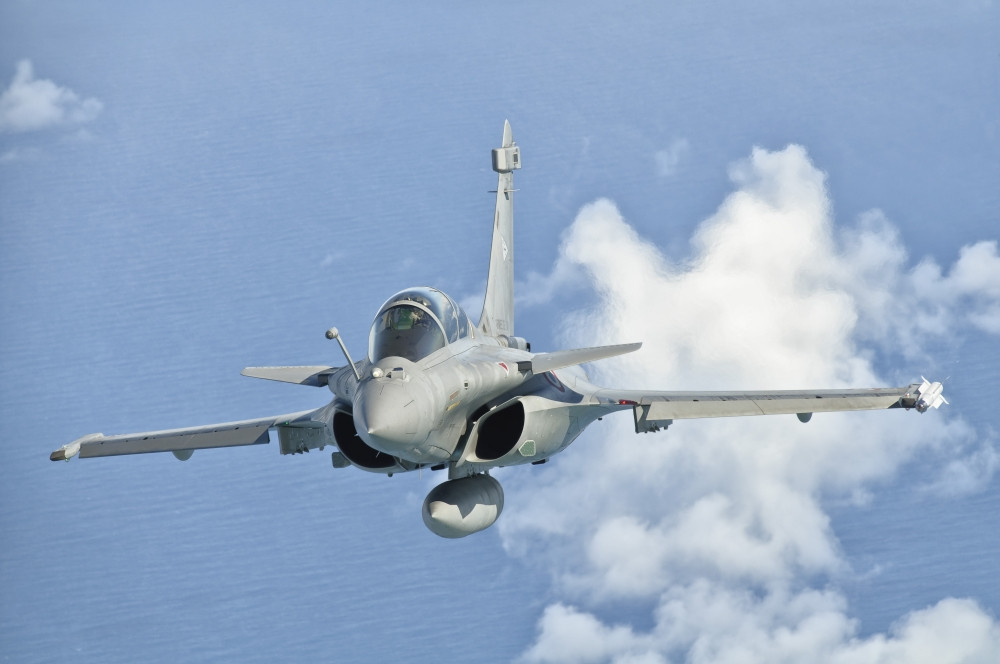 A Dassault Rafale of the French Air Force in flight over Brazil