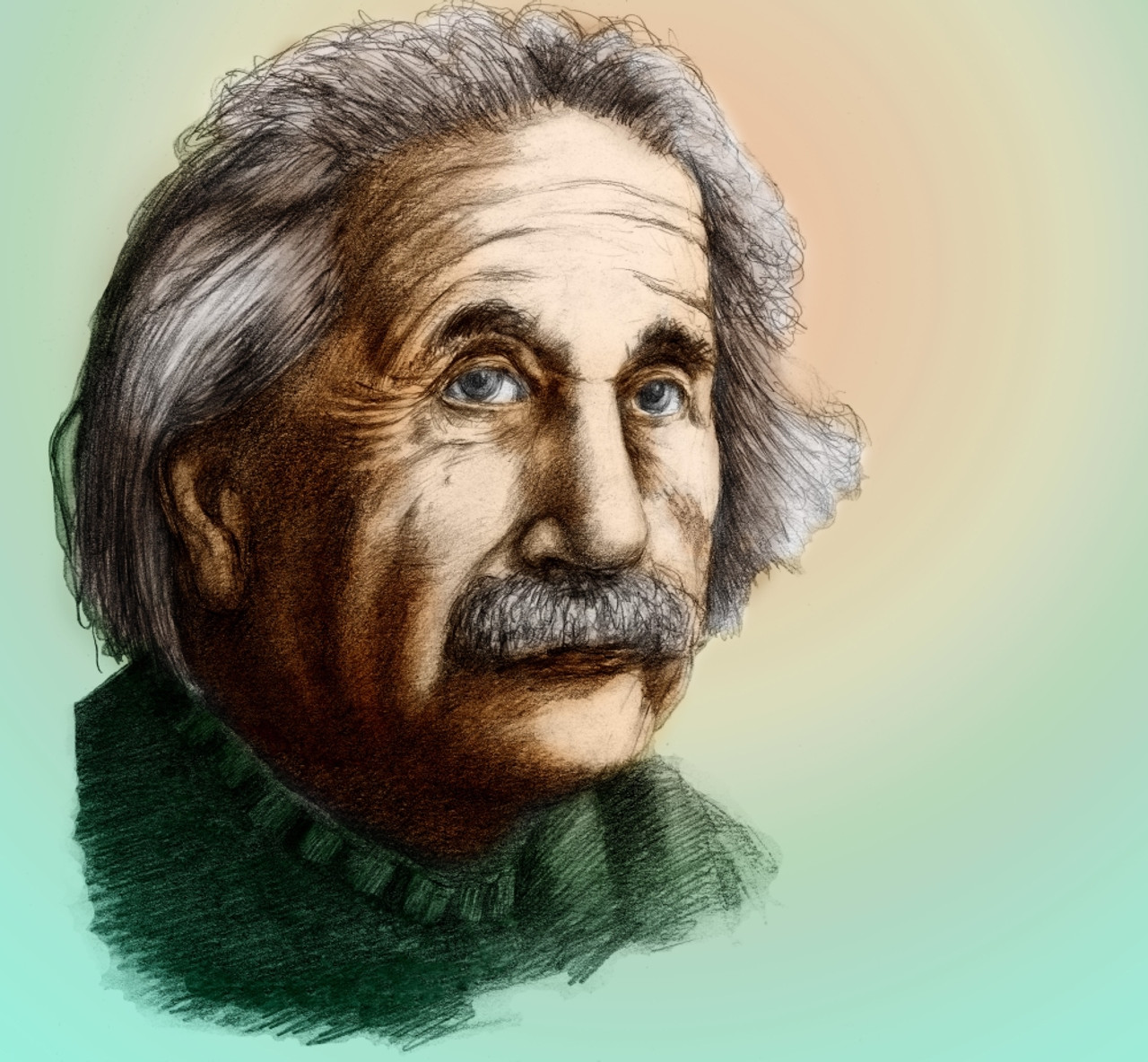 albert einstein smoking colors poster