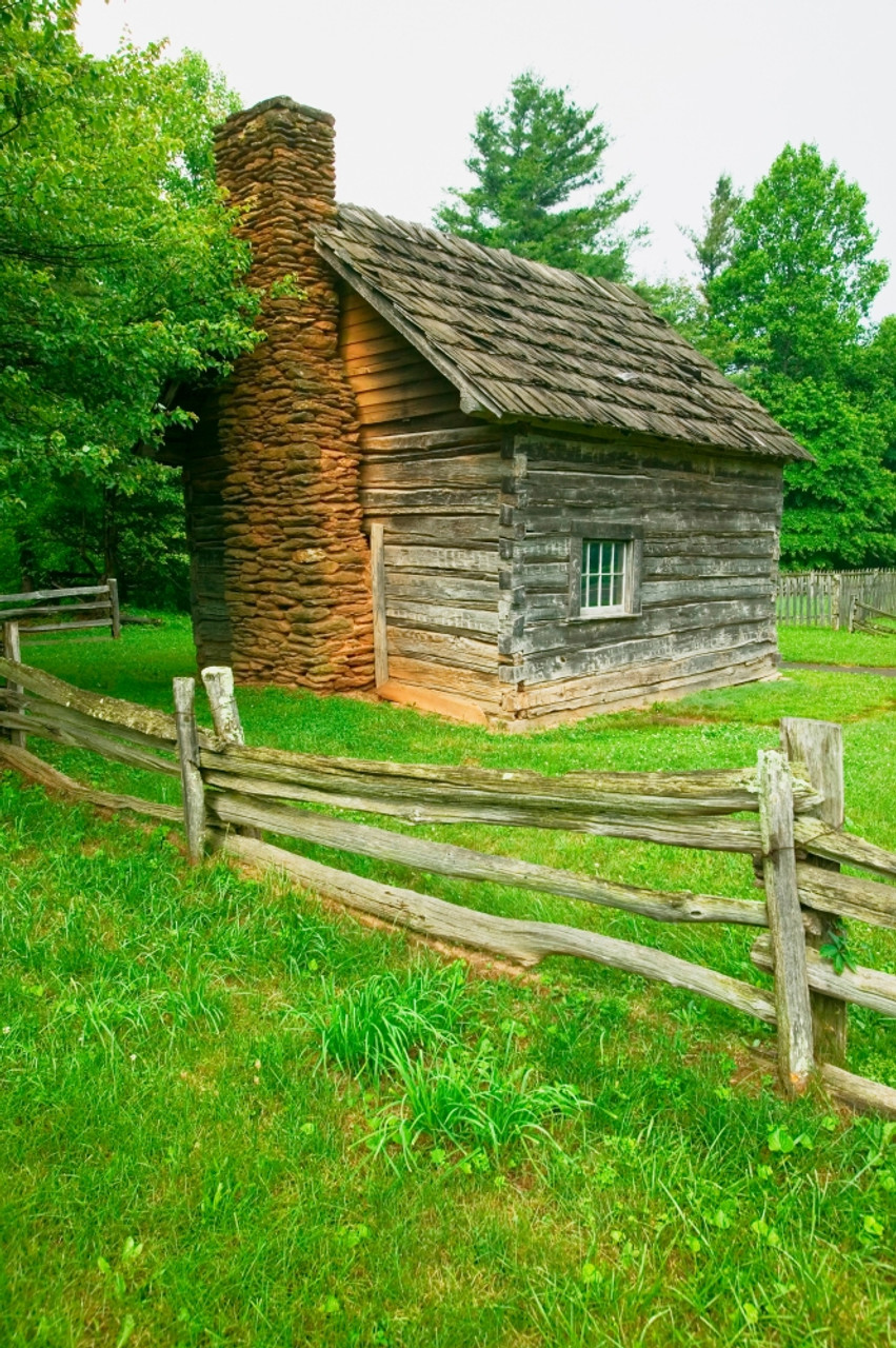 Historic log cabin on Blue Ridge Parkway near North Carolina and ...