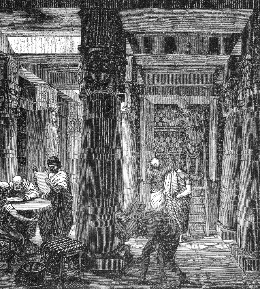 Alexandria Library. /Nreconstruction Of A Hall In The Great Library In