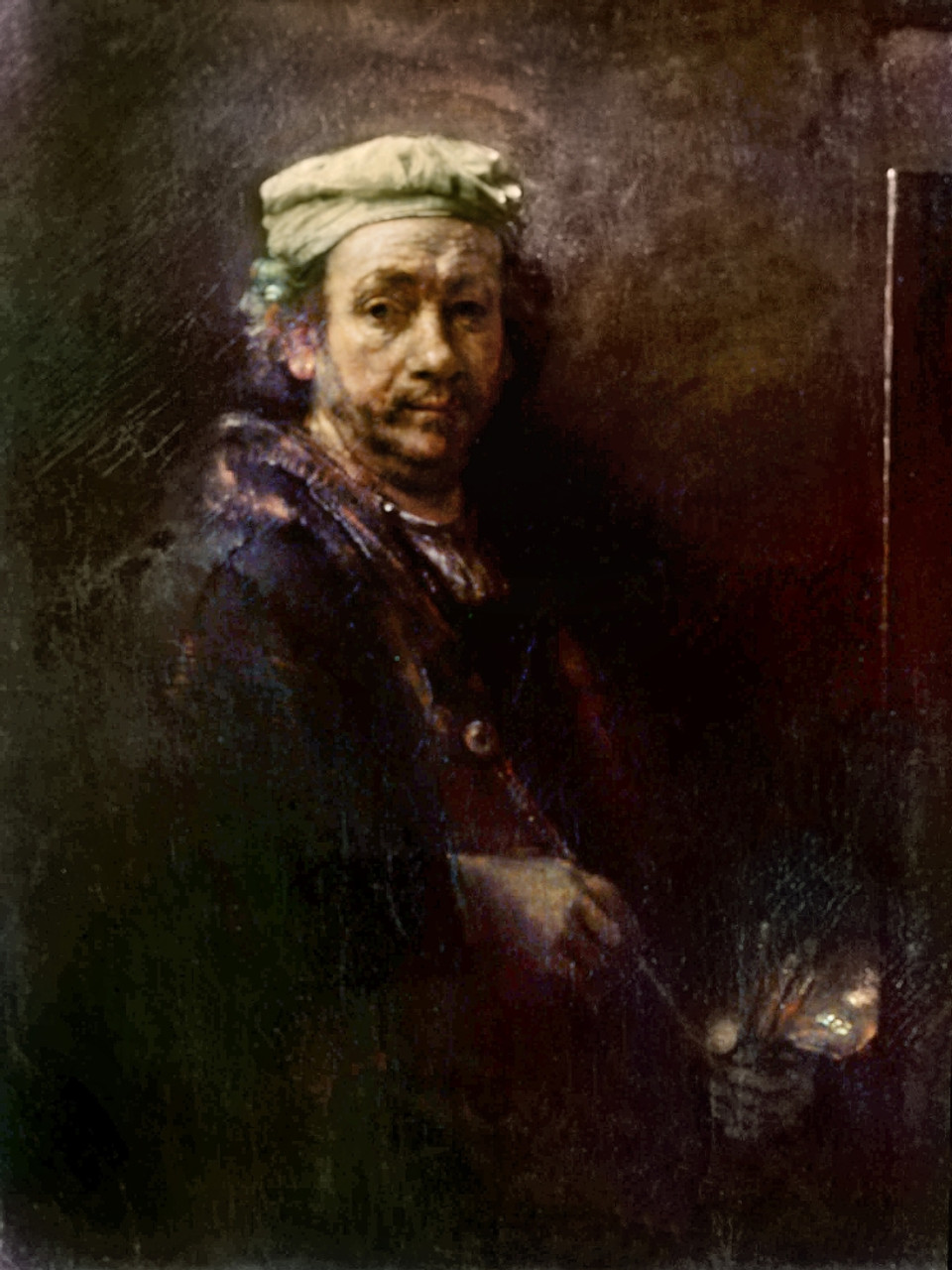 - Self-Portrait. Print - Rembrandt Collection VARGRC0054419 /Nself-Portrait By Easel. On Poster Oil Item His Posterazzi Rijn, Rembrandt: 1660. # Van Canvas by At Granger