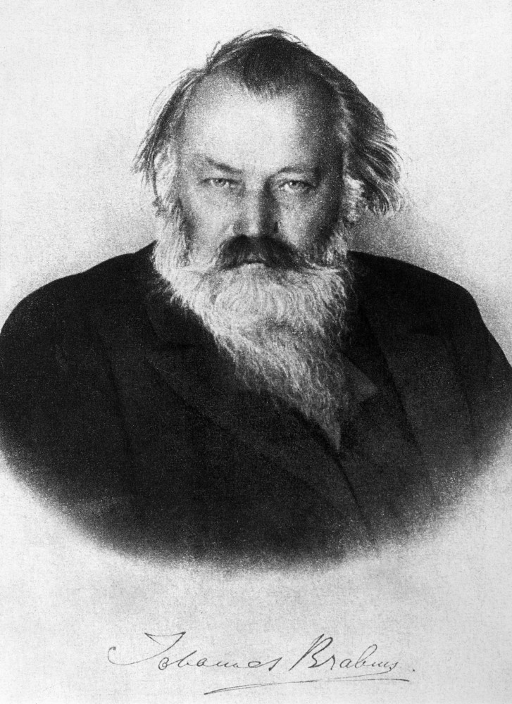 J. Brahms肖像、W. Pech署名入版画　1940年頃 Brahms, Johannes. (1833–1897) Signed Cabinet Photograph