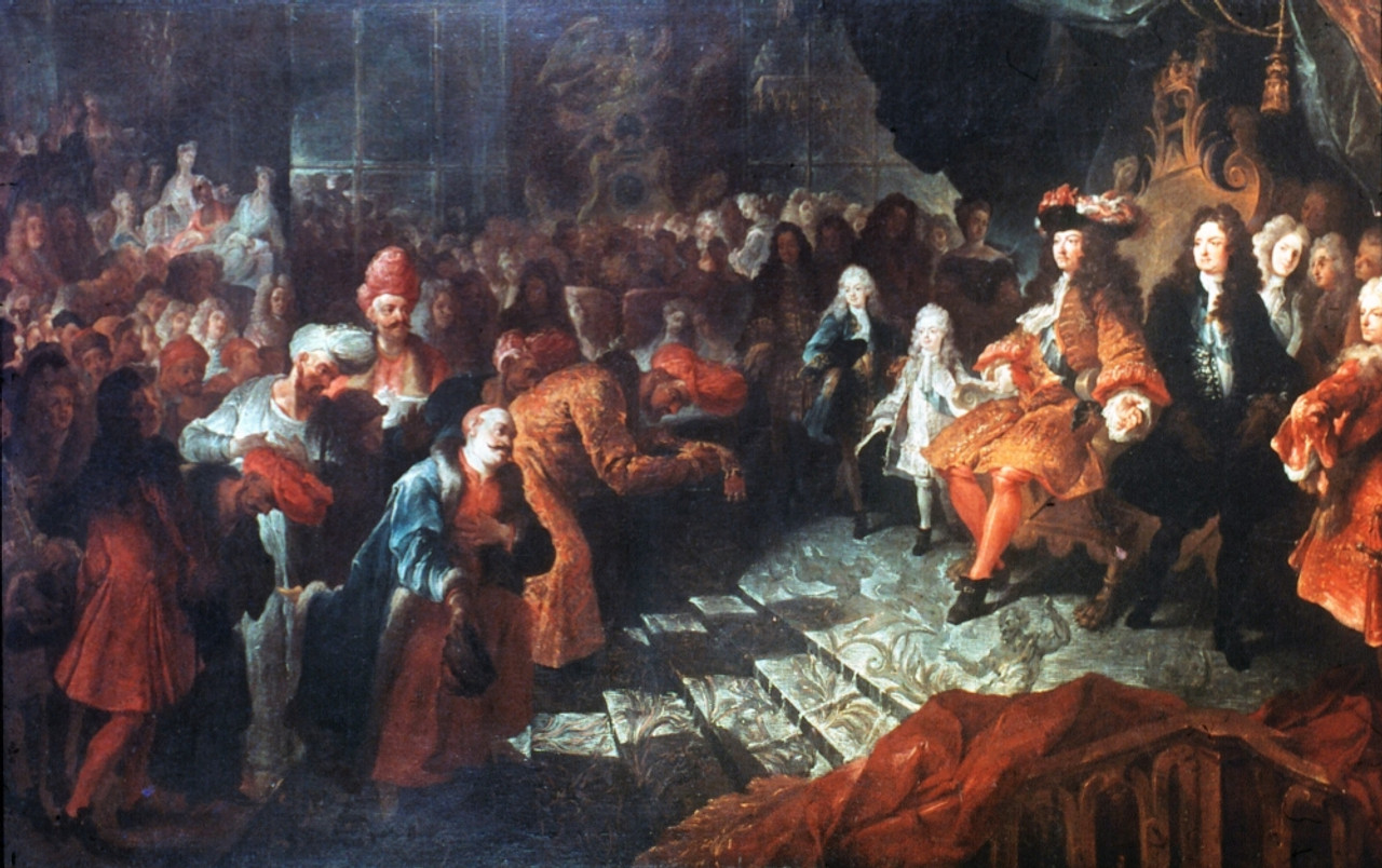 King Louis Xiv Of France /Nreceives The Persian Ambassador, Mohammed Reza  Beg, In The Hall Of