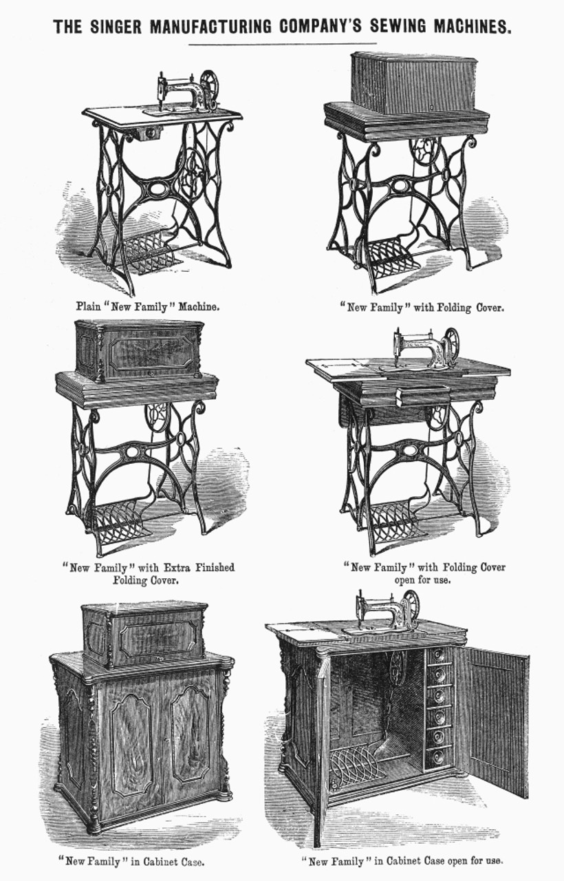 Singer Sewing Machines. /Nvarious Models Of Singer Sewing Machines, Mid  19Th Century. Line Engraving. Poster Print by Granger Collection - Item #  VARGRC0097647 - Posterazzi