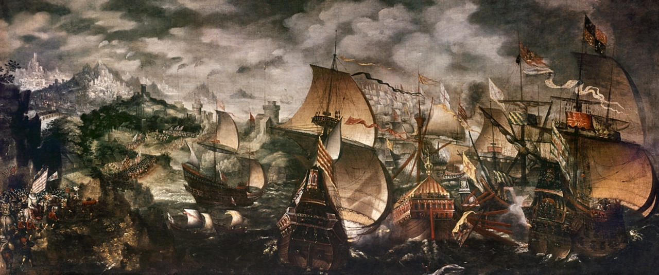 Defeat Of Spanish Armada. Nqueen Elizabeth I Of England Reviewing