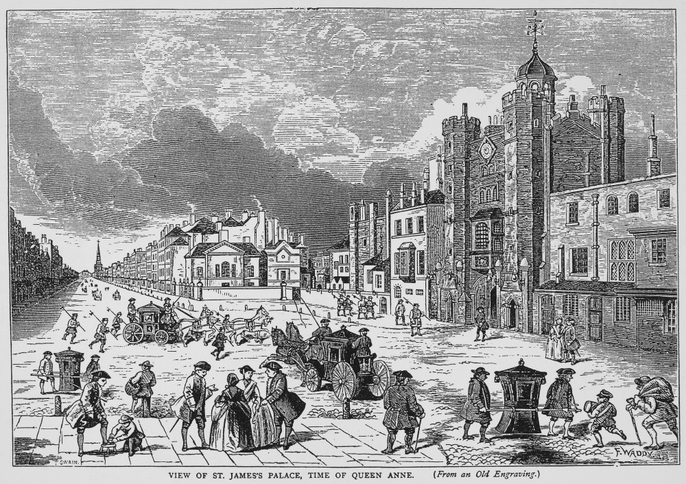 アンティーク版画 リトグラフNEW PALACE ST JAMES PARK The Royal Palace of St. James's London next the Park: Le Palais