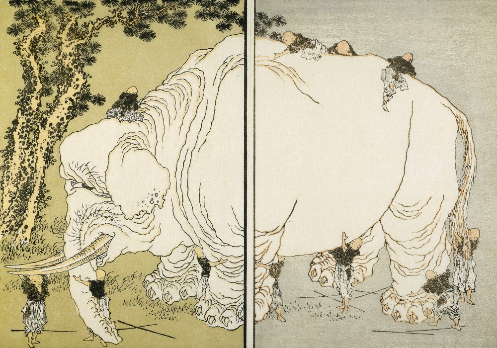 Hokusai: Elephant. /N'The Blind Men And The Elephant.' Japanese