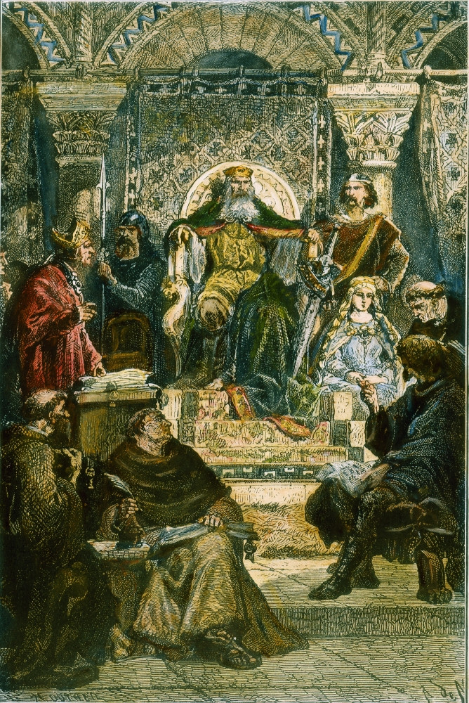 Charlemagne (742-814) /Ncharlemagne Presiding Over His Palace