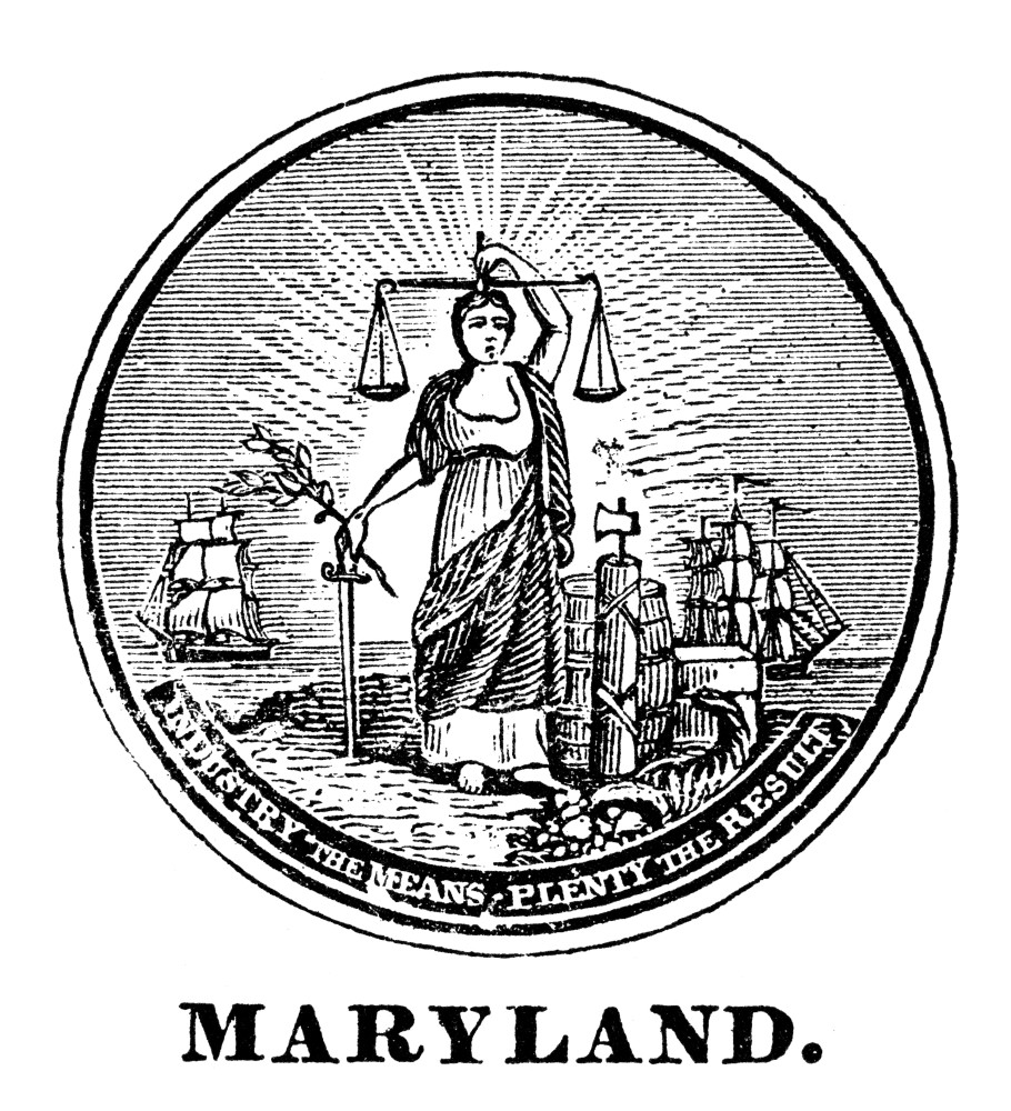 Maryland State Seal. /Nthe Seal Of Maryland, One Of The Original ...