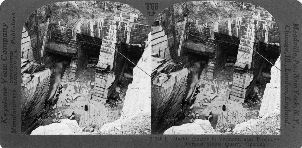 Vermont Marble Quarry. /Na Marble Quarry Near Proctor, Vermont. Stereograph, C1920. Poster