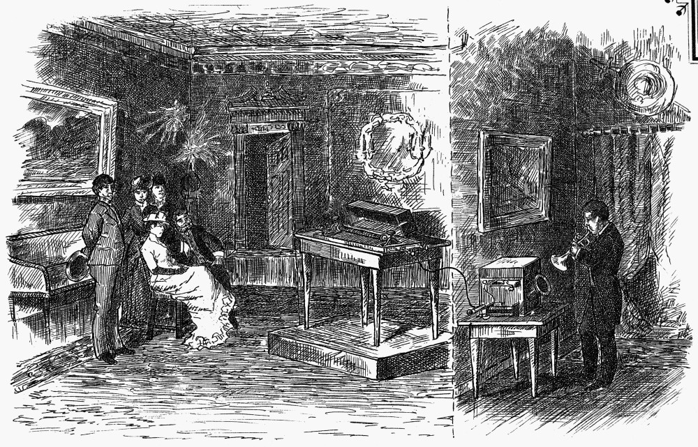 ピアノ Musical Telephone. /Nline Drawing, Late 19Th Century. Poster Print