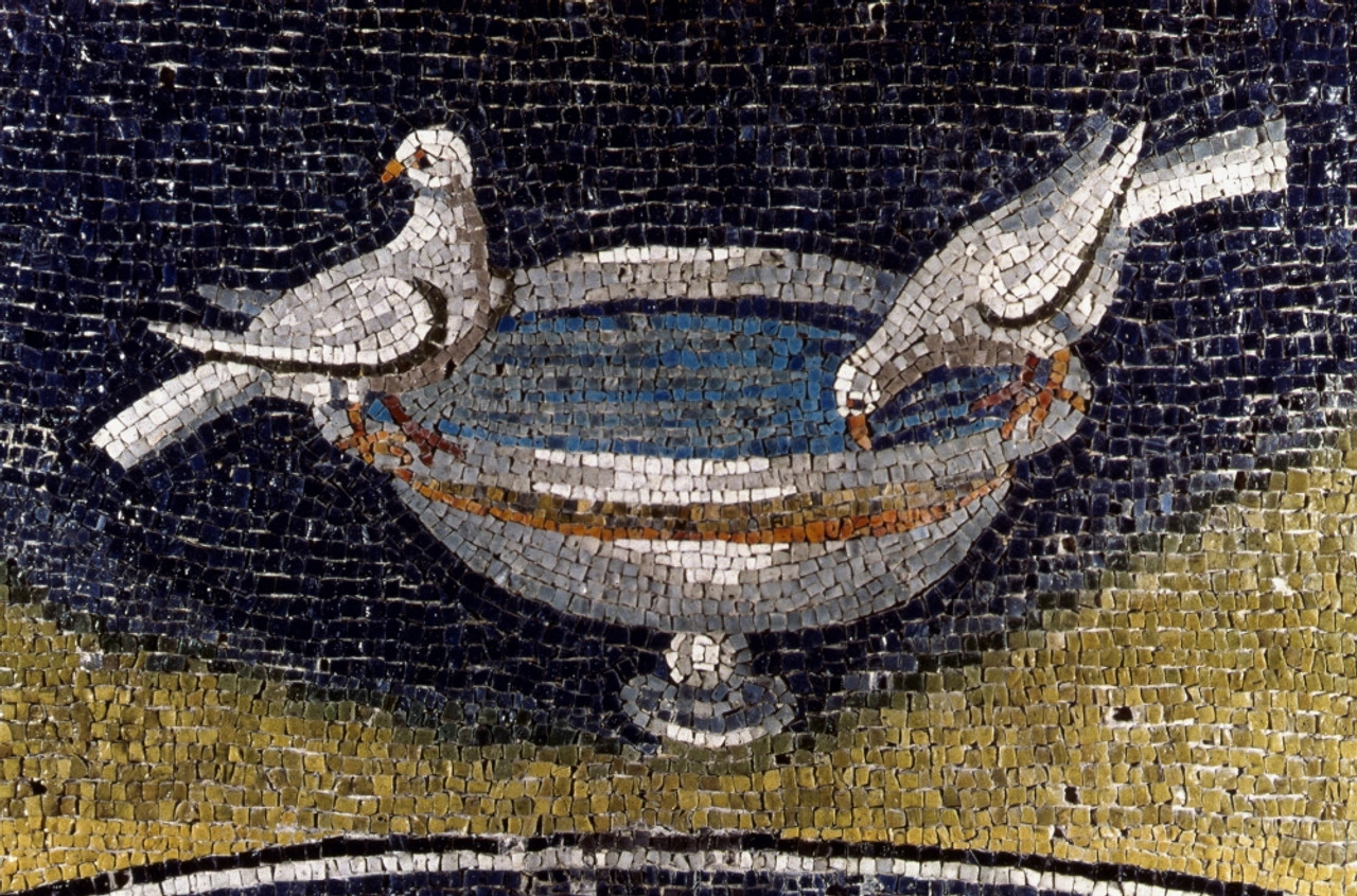 Mosaic: Doves Drinking. /Nmid-5Th Century Mosaic In The