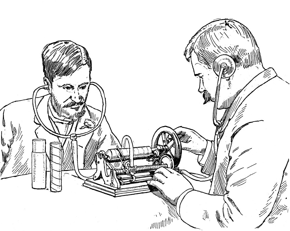 Graphophone. /Nlistening To Sound Reproduction On A Graphophone ...