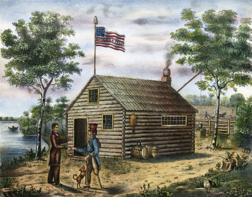 1840 Harrison log cabin and hard cider campaign image