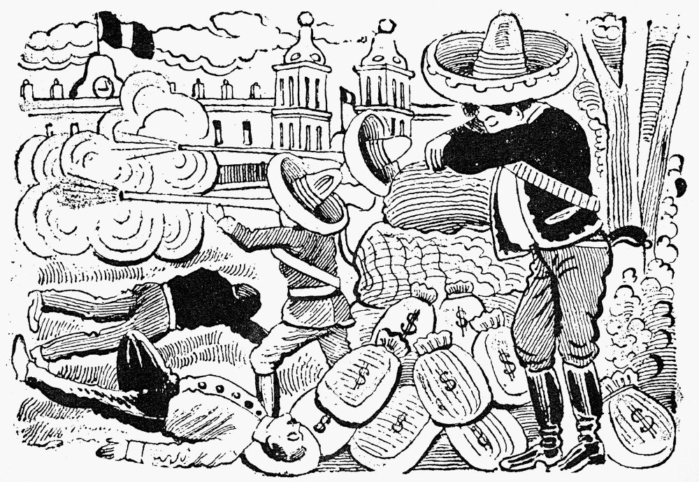 Posada: Attack, 1910-12. /Nattack On Mexico City. Zinc Engraving