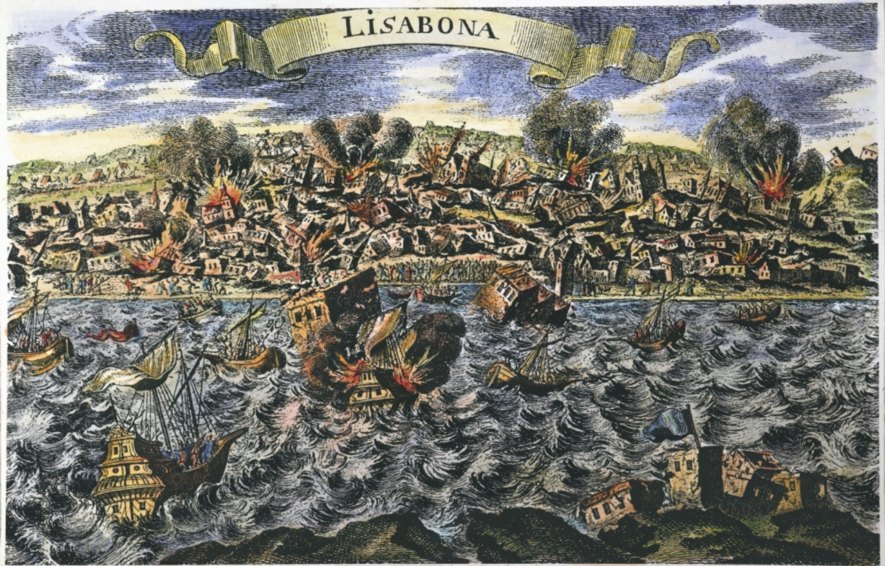 絵画 Earthquake Lisbon Earthquake, 1755. /Nthe Great Earthquake In Lisbon