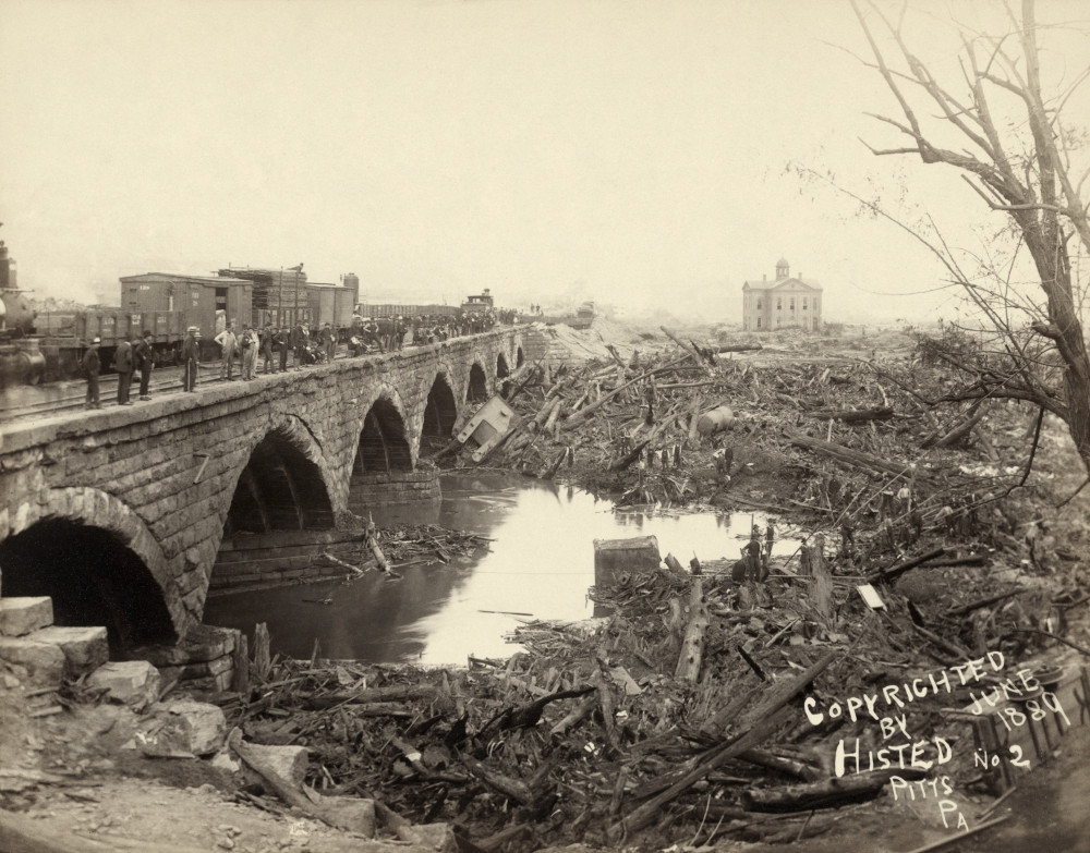 Johnstown Flood, 1889. /Ndebris At The Pennsylvania Railroad Bridge In