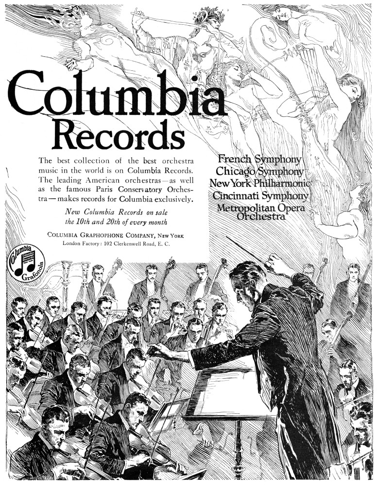 Ad Columbia Records, 1919. /Namerican Advertisement For Columbia Record'S Orchestra Albums