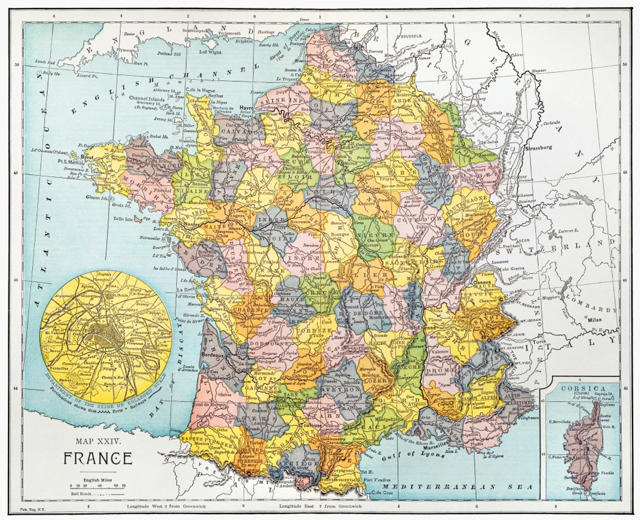 Vintage Map Poster of France With New Regions and Departments, Without  Poster Holder 