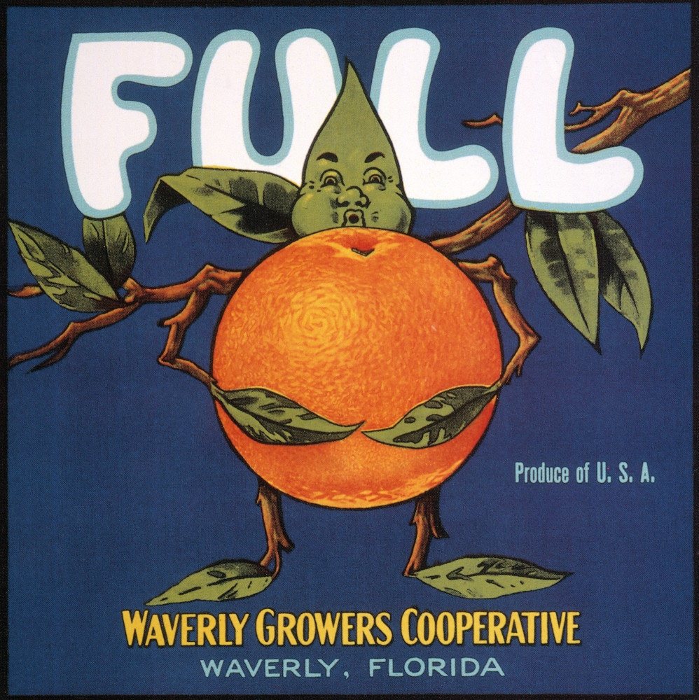 Crate Label, 20Th Century. /Nfor Full Brand Oranges From Florida