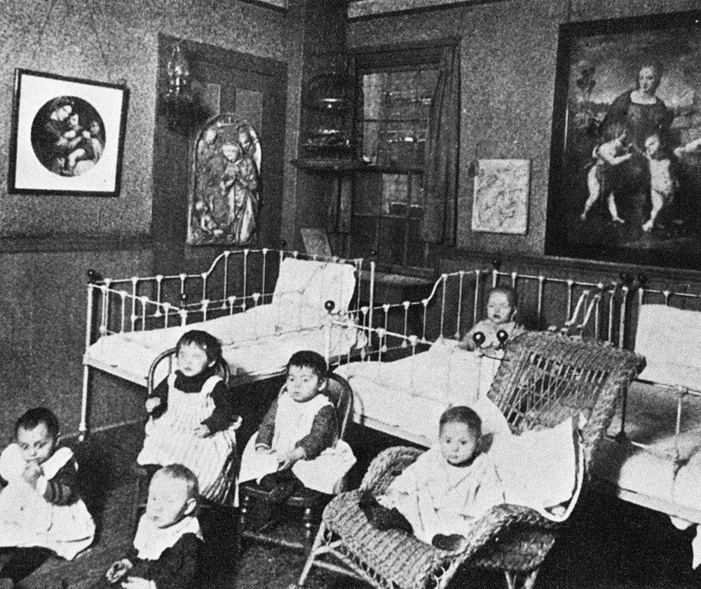 Hull House Nursery. /Nchildren At A Hull House Nursery, Chicago