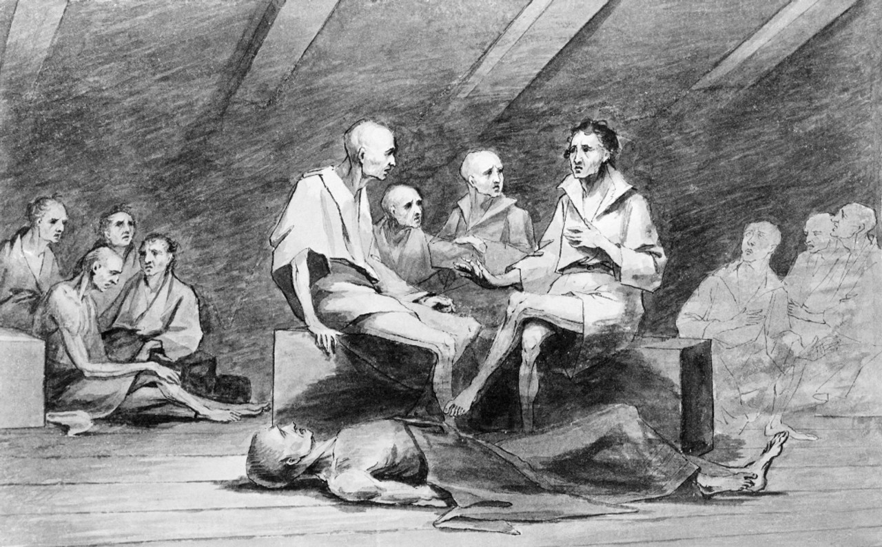 British Prison Ship 1770S Nstarving American Prisoners Onboard The British Prison Ship 1770S Nstarving American Prisoners Onboard The