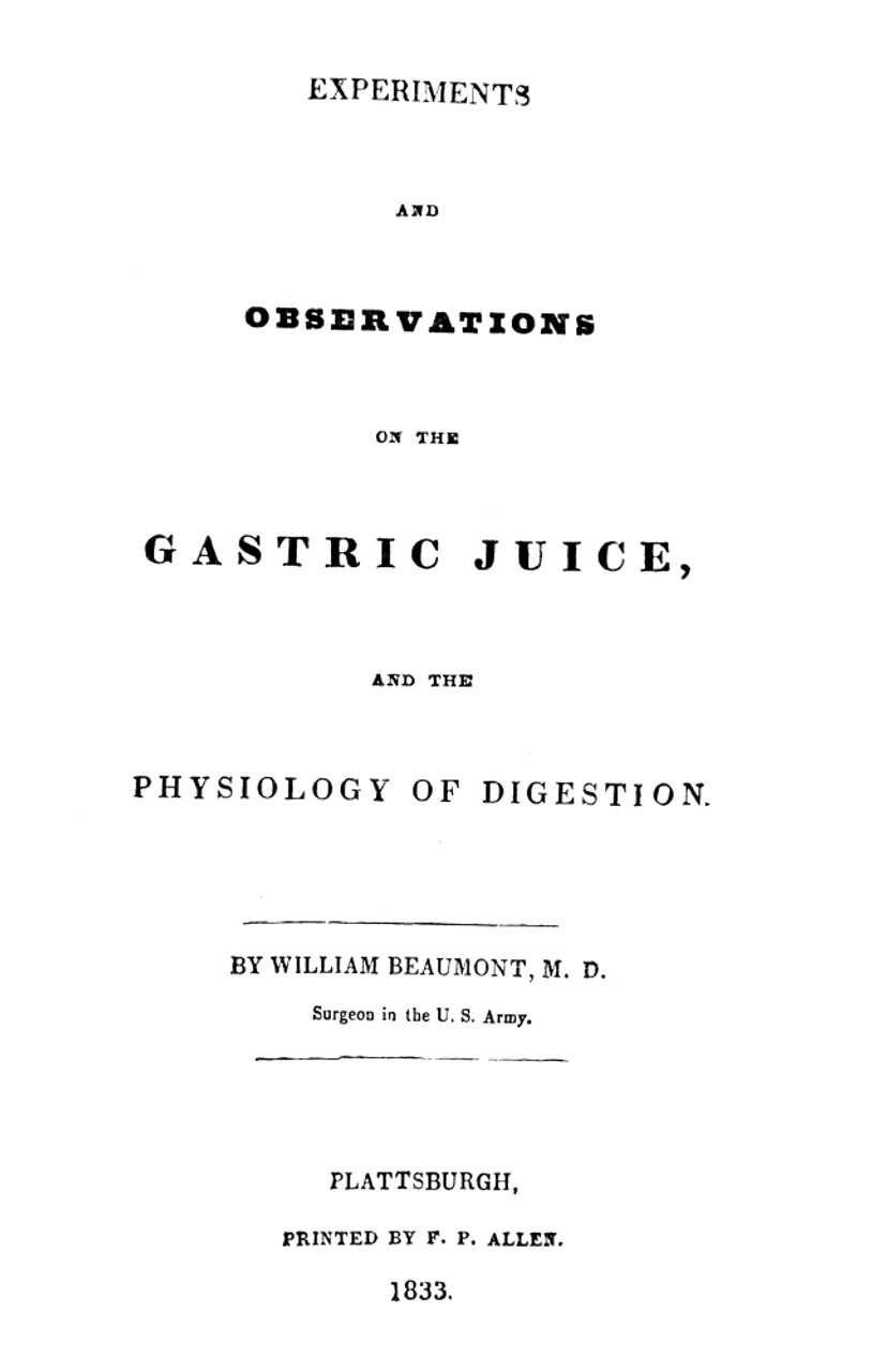 William Beaumont N 1785 1853 . American Surgeon. Title Page Of