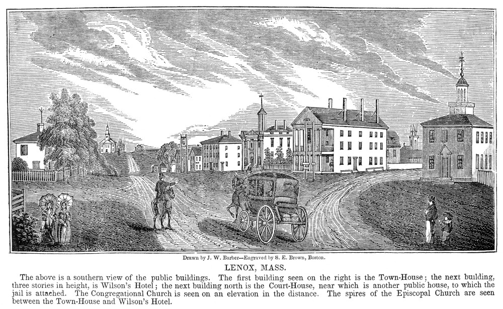Massachusetts Lenox, 1839. /Nthe Town Of Lenox, Massachusetts. Wood Engraving, American, 1839