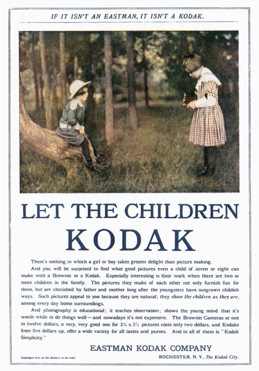 Kodak Advertisement, 1906. /N'Let The Children Kodak.' Advertisment For A  Kodak Hand-Held Camera, From An American Magazine, 1906. Poster Print by