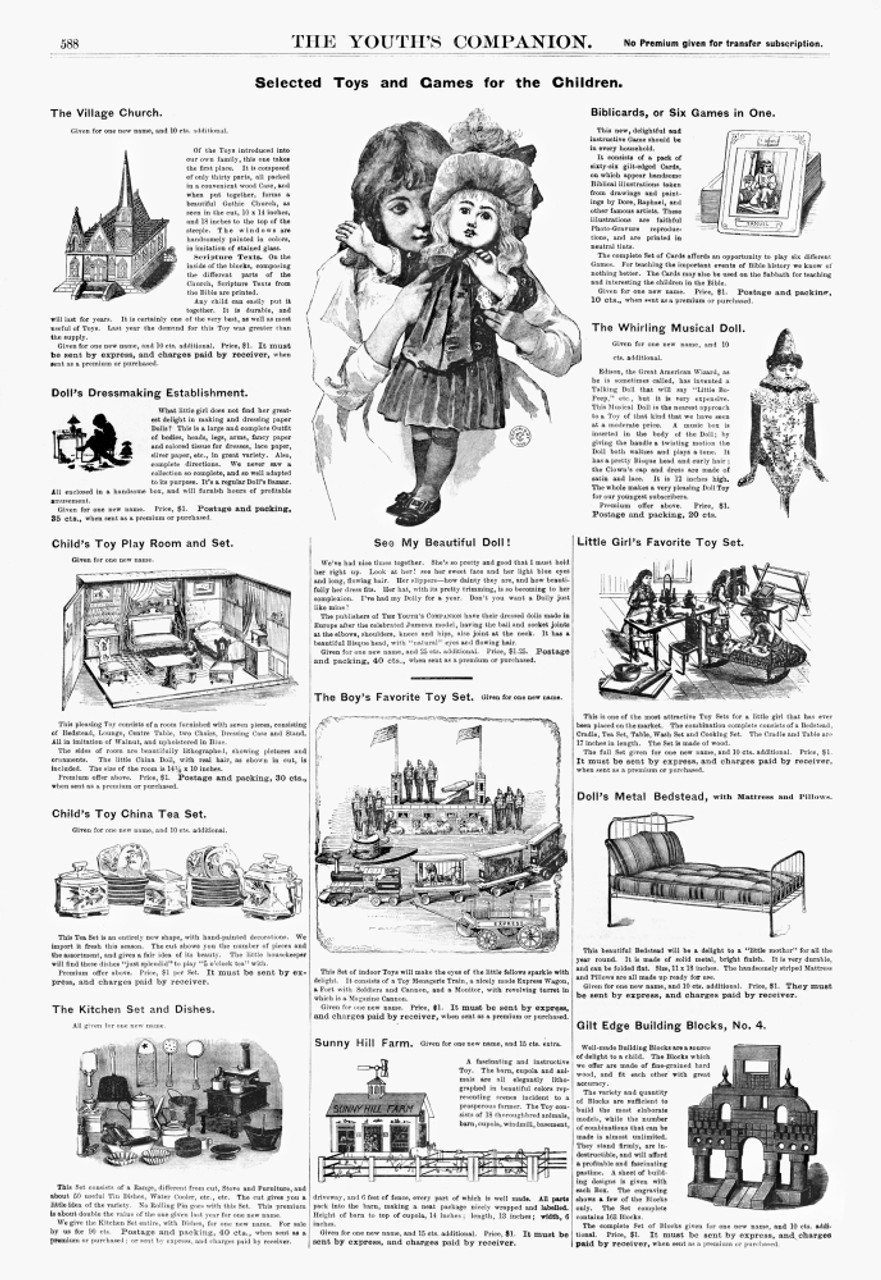 Advertisement: Toys, 1890. /Namerican Magazine Advertisements For Various  Toys, 1890. Poster Print by Granger Collection - Item # VARGRC0266618