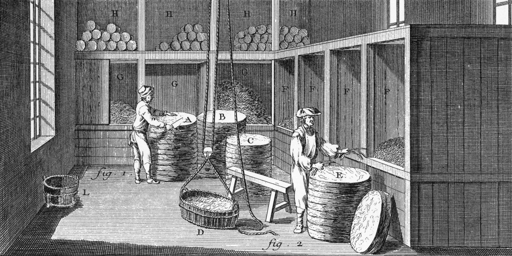 tobacco sorting Tobacco, 18Th Century. /Ntwo Workers In France Sorting Tobacco Leaves  Imported From The French West Indies