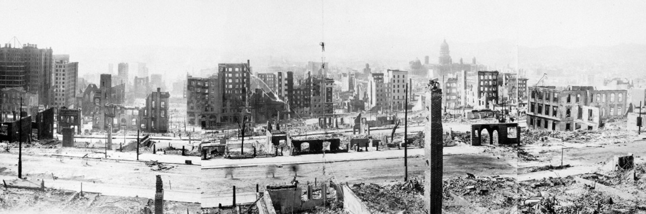 San Francisco Earthquake. /Na Panorama Of Destruction