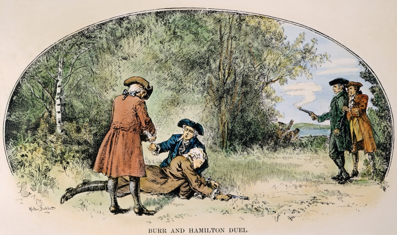 ハミルトンバー・デュエル1804 Nalexander Hamilton Lying Mortally Wounded After His Duel  With Aaron Burr At Weehawken New Jersey On 11 July 1804 Drawing 