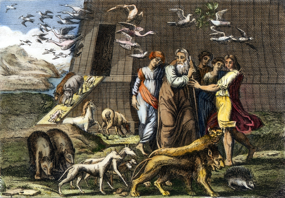 Leaving Noah'S Ark. /N(Genesis 8:18-19). Line Engraving, French