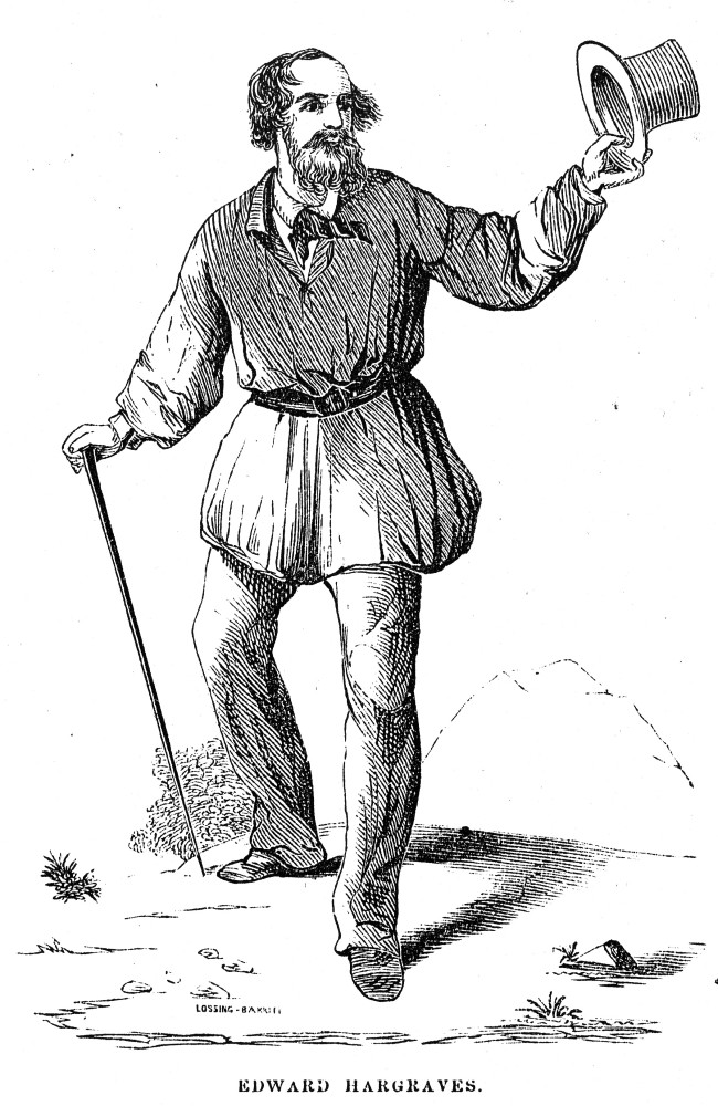 Edward Hammon Hargraves /N(18161891). Australian Gold Prospector. Wood Engraving, 1852. Poster