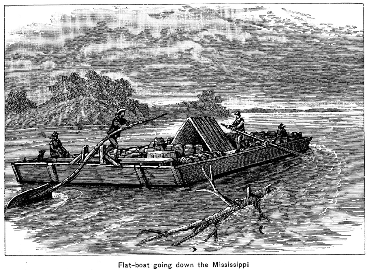 Mississippi: Flatboat. /Nflatboat Going Down The Mississippi. Wood ...