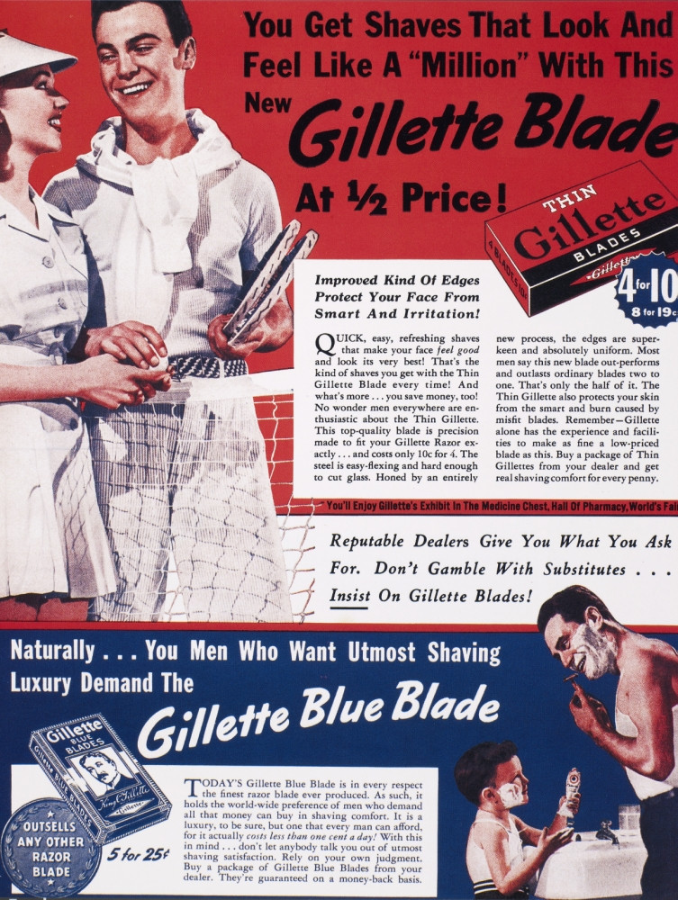 Gillette Razor Ad, 1939. /Namerican Magazine Advertisement, 1939, For ...