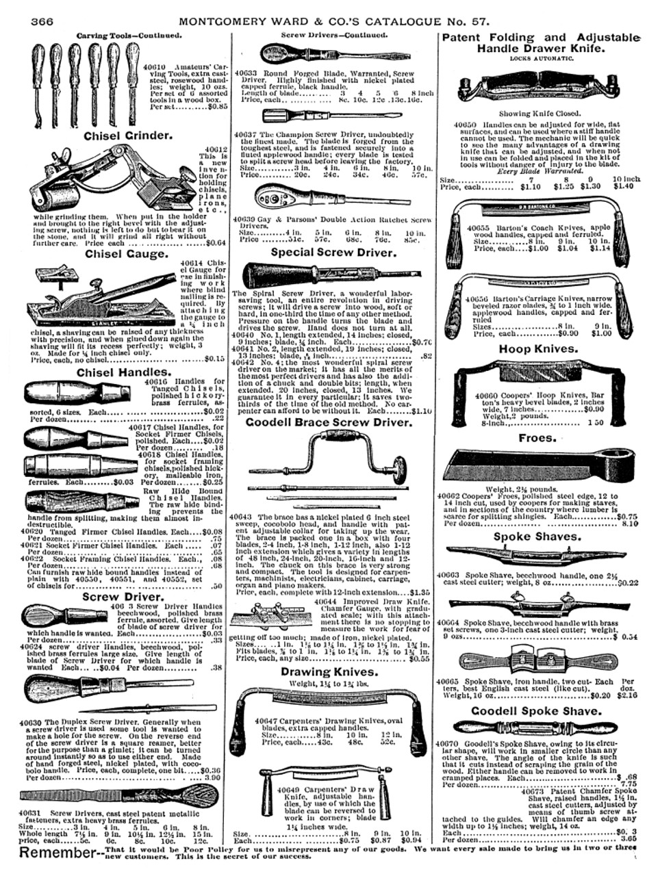Tool Advertisement, 1895. /Nfrom The Montgomery Ward & Co. Catalogue Of