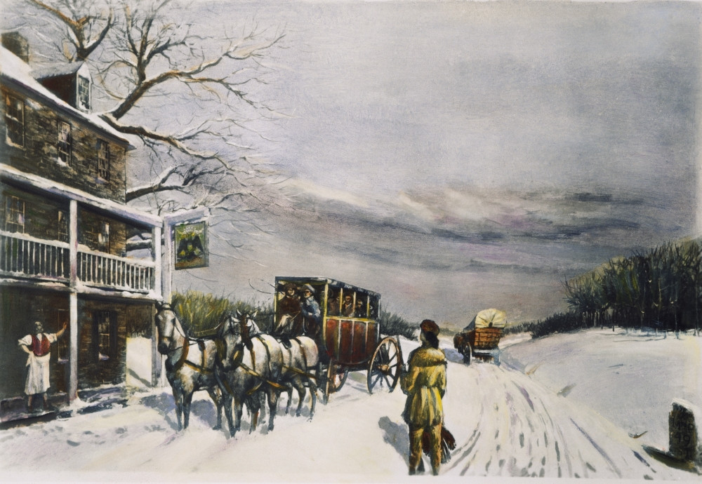 Snowy Turnpike, 1795. /Na Snowy Day On The Lancaster, Pennsylvania ...