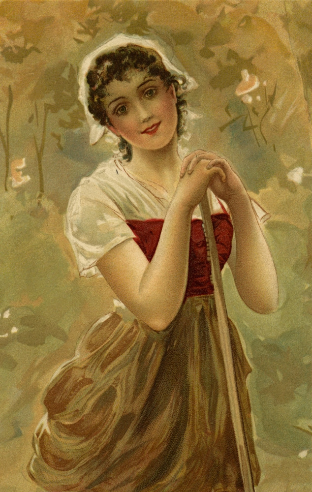 organza brown dress A. Gomez R - Mexican Calendar Art Poster main image 0