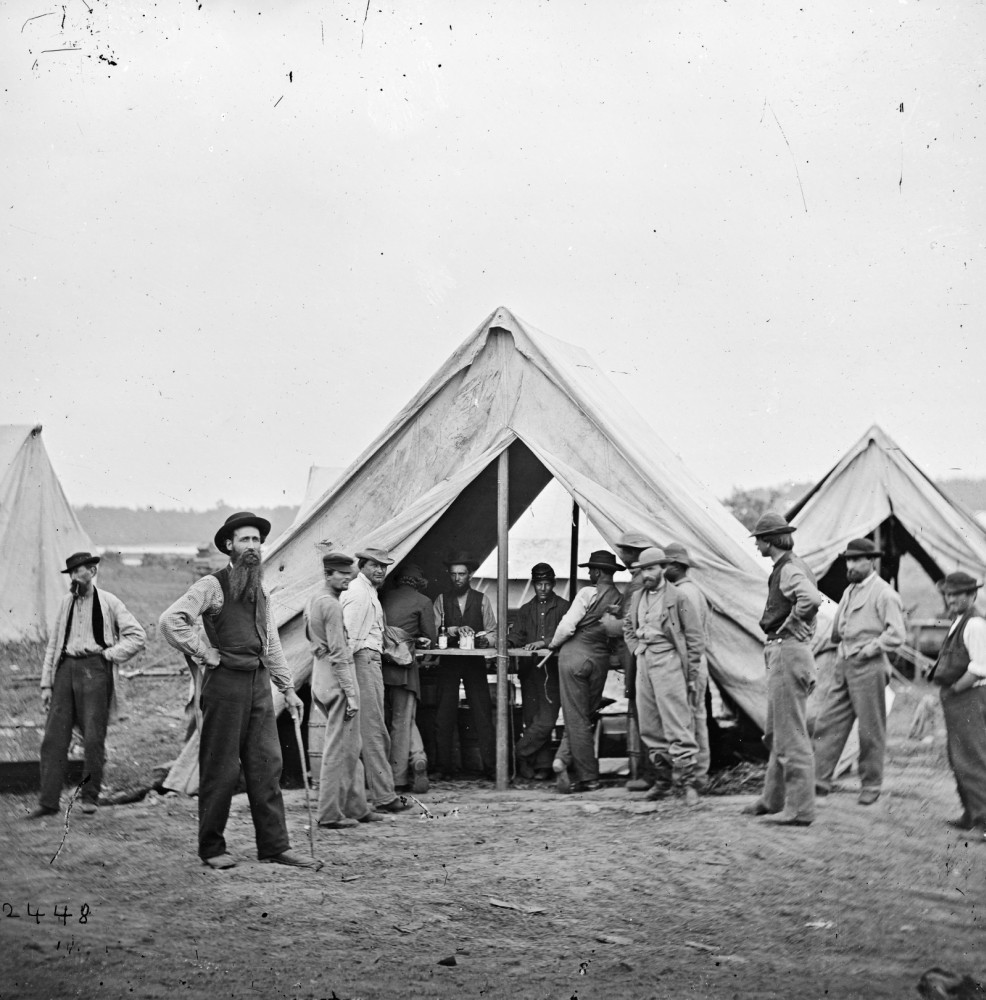 Civil War: Sutler&rsquo;S Tent. /Nsutler&rsquo;S Tent Selling To 2D Division, 9Th