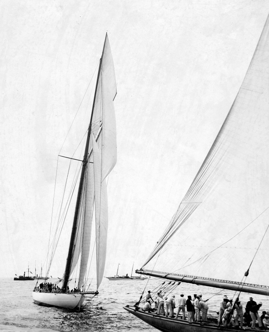 America'S Cup, 1899. /Nthe American Winner, 'Columbia' And The British  Challenger, 'Shamrock' In The Tenth International Race For The America'S  Cup In