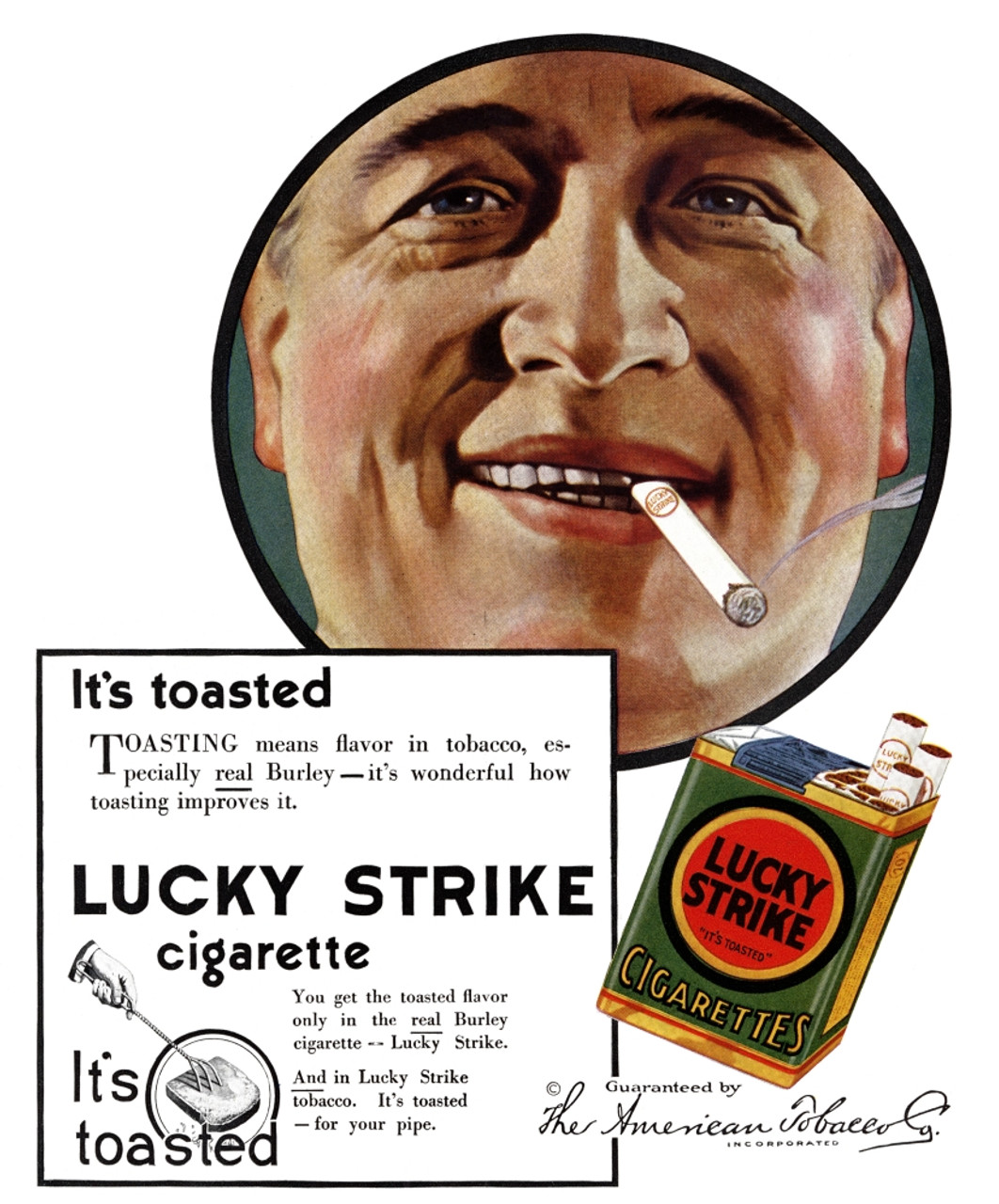 Luckys Cigarette Ad, 1919. /NIt'S Toasted: Advertisement For Lucky Strike  Brand Cigarettes, From An American Magazine Of 1919. Poster Print by  Granger Collection - Item # VARGRC0033503 - Posterazzi