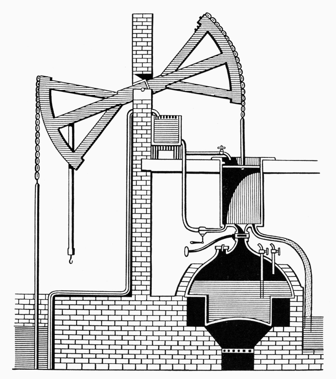 Old steam engine drawing. Vintage illustration Stock Vector by ©volodmar  87368940